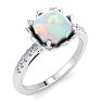 1-1/2 Carat Cushion Cut Opal and Diamond Ring In 14K White Gold Image-2