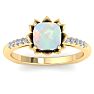 1-1/2 Carat Cushion Cut Opal and Diamond Ring In 14K Yellow Gold Image-1