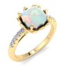 1-1/2 Carat Cushion Cut Opal and Diamond Ring In 14K Yellow Gold Image-2