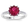 Ruby Ring: 1 1/2 Carat Cushion Cut Ruby and Diamond Ring Image-1