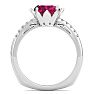 Ruby Ring: 1 1/2 Carat Cushion Cut Ruby and Diamond Ring Image-3