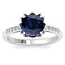 Sapphire Ring: 1 1/2 Carat Cushion Cut Sapphire and Diamond Ring Image-1