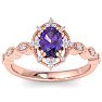 Amethyst Ring: 1 Carat Amethyst and Diamond Ring Image-1