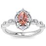 1 Carat Morganite and Halo Diamond Ring In 14K White Gold Image-1
