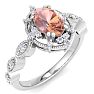 1 Carat Morganite and Halo Diamond Ring In 14K White Gold Image-2