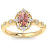 1 Carat Morganite and Halo Diamond Ring In 14K Yellow Gold Image-1
