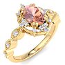 1 Carat Morganite and Halo Diamond Ring In 14K Yellow Gold Image-2