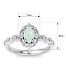 1 Carat Opal Ring with Fancy Halo Diamonds In 14K White Gold Image-5