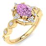 Pink Topaz Ring: 2 Carat Pink Topaz and Diamond Ring Image-2
