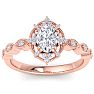1 Carat Oval Shape Halo Diamond Engagement Ring In 14K Rose Gold Image-1