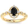 1 Carat Oval Shape Black Diamond Engagement Ring In 14K Yellow Gold Image-1