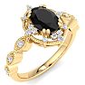 1 Carat Oval Shape Black Diamond Engagement Ring In 14K Yellow Gold Image-2