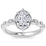 1 Carat Oval Shape Moissanite Engagement Ring In 14K White Gold Image-1