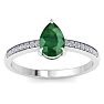 Emerald Ring: 1 1/4 Carat Pear Shape Emerald and Diamond Ring Image-1