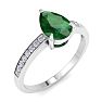 Emerald Ring: 1 1/4 Carat Pear Shape Emerald and Diamond Ring Image-2