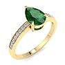 Emerald Ring: 1 1/4 Carat Pear Shape Emerald and Diamond Ring Image-2