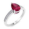 Ruby Ring: 1 1/4 Carat Pear Shape Ruby and Diamond Ring Image-2