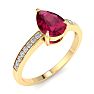 Ruby Ring: 1 1/4 Carat Pear Shape Ruby and Diamond Ring Image-2