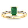 Emerald Ring: 1 1/4 Carat Emerald Shape Emerald and Diamond Ring Image-1