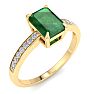 Emerald Ring: 1 1/4 Carat Emerald Shape Emerald and Diamond Ring Image-2