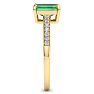 Emerald Ring: 1 1/4 Carat Emerald Shape Emerald and Diamond Ring Image-4