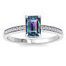 1-1/4 Carat Octagon Shape Mystic Topaz Ring and Diamonds In 14 Karat White Gold Image-1