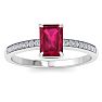 Ruby Ring: 1 1/4 Carat Emerald Shape Ruby and Diamond Ring Image-1