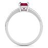 Ruby Ring: 1 1/4 Carat Emerald Shape Ruby and Diamond Ring Image-3