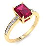 Ruby Ring: 1 1/4 Carat Emerald Shape Ruby and Diamond Ring Image-2