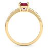 Ruby Ring: 1 1/4 Carat Emerald Shape Ruby and Diamond Ring Image-3