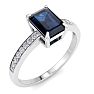 Sapphire Ring: 1 1/4 Carat Emerald Shape Sapphire and Diamond Ring Image-2