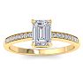 1 1/4 Carat Emerald Shape Diamond Engagement Ring In 14K Yellow Gold Image-1