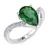 Emerald Ring: 2 Carat Pear Shape Emerald and Diamond Ring Image-2