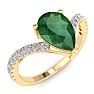 Emerald Ring: 2 Carat Pear Shape Emerald and Diamond Ring Image-2