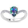 2-1/3 Carat Pear Shape Mystic Topaz Ring and Diamonds In 14 Karat White Gold Image-1