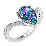 2-1/3 Carat Pear Shape Mystic Topaz Ring and Diamonds In 14 Karat White Gold Image-2