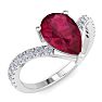 Ruby Ring: 2 Carat Pear Shape Ruby and Diamond Ring Image-2