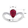 Ruby Ring: 2 Carat Pear Shape Ruby and Diamond Ring Image-5