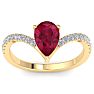 Ruby Ring: 2 Carat Pear Shape Ruby and Diamond Ring Image-1