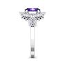 Amethyst Ring: 1 1/2 Carat Oval Shape Amethyst and Halo Diamond Ring In Sterling Silver Image-4