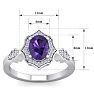 Amethyst Ring: 1 1/2 Carat Oval Shape Amethyst and Halo Diamond Ring In Sterling Silver Image-5