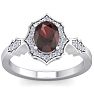 Garnet Ring: 1 1/2 Carat Oval Shape Garnet and Halo Diamond Ring In Sterling Silver Image-1