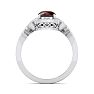 Garnet Ring: 1 1/2 Carat Oval Shape Garnet and Halo Diamond Ring In Sterling Silver Image-3
