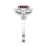 Garnet Ring: 1 1/2 Carat Oval Shape Garnet and Halo Diamond Ring In Sterling Silver Image-4
