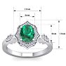 Emerald Ring: 1 1/2 Carat Oval Shape Created Emerald and Halo Diamond Ring In Sterling Silver Image-5