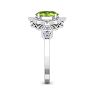 Peridot Ring: 1 1/2 Carat Oval Shape Peridot and Halo Diamond Ring In Sterling Silver Image-4