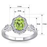 Peridot Ring: 1 1/2 Carat Oval Shape Peridot and Halo Diamond Ring In Sterling Silver Image-5