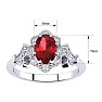 Ruby Ring: 1 Carat Oval Shape Created Ruby and Halo Diamond Ring In Sterling Silver Image-5