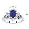 Sapphire Ring: 1 Carat Oval Shape Created Sapphire and Halo Diamond Ring In Sterling Silver Image-5