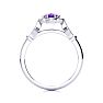 Amethyst Ring: 1 Carat Oval Shape Amethyst and Halo Diamond Ring In Sterling Silver Image-3
